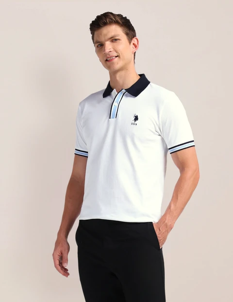 White polo t-shirt for men